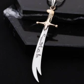 Ya Ali Yazılı Zülfikar Kılıcı Gümüş Erkek Kolye - 3