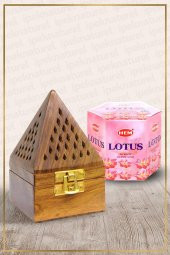 Ahşap Piramit Konik Tütsü Yakma Kutusu Ve Lotus Konik Tütsü 40 Adet - 1
