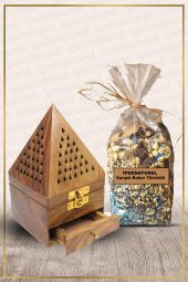 Ahşap Piramit Tütsü Yakma Kutusu ve Karışık Buhur Tütsüsü - 1