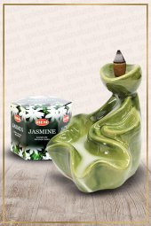 Geri Akışlı Şelale Temalı Yeşil Tütsülük No:2 Ve Jasmine Konik Tütsü 40 Adet - 1