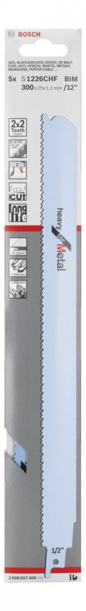 Bosch - Heavy Serisi Metal için Panter Testere Bıçağı S 1226 CHF - 5li - 1