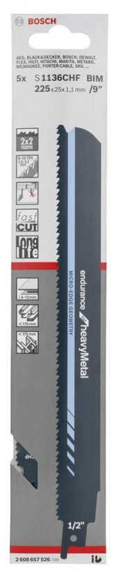 Bosch - Endurance Serisi Ağır Metal için Panter Testere Bıçağı S 1136 CHF - 5li - 1