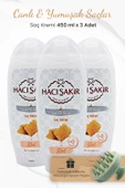 Hacı Şakir Bal Saç Kremi Canlı Ve Yumuşak Saçlar 450 ml x 3 Adet ve Şampuan Fırçası Yeşil - 1