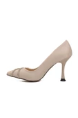 Pierre Cardin Krem Saten  Kadın Topuklu Ayakkabı PC-54037 Z - 2