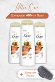 Dove Ultra Care Onarıcı Bakım Argan Yağı Şampuan 400 ml x 3 Adet ve Şampuan Fırçası - 1