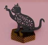 Byr3D Kedi Ve Bir Kelebek Masa Üstü Obje, Biblo Beyaz 6512205 Sadece Plastik Aparattır - 1