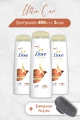 Dove Ultra Care Şampuan Besleyici Bakım 400 ml x 3 Adet ve Şampuan Fırçası - 1