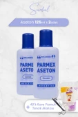 Parmex Aseton Sümbül Mor 125 ml x 2 Adet, Kare Pamuk 40'lı ve Tırnak Makası - 1