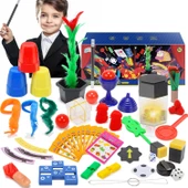 samur parti parti aksesuar & kostüm Sihirbazlık Seti - İllüzyon Oyunları Full Set -Kupa-çoğalan zar-Baston-Tombala-çiçek-5 Parça - 1