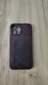 İPHONE 13 PROMAX SİLİKON KILIF KART DETAYLI KOYU KAHVE - 1
