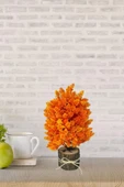 Nettenevime Yapay Çiçek Bonsai Ağacı Turuncu Kozalaklı Kütük Saksıda Dekoratif Yapay Ağaç Bonzai 30*15 CM - 3