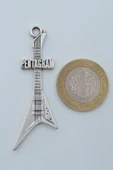Pentagram Elektro Gitar Gümüş Kaplama Örme Zincir Kolye thumbnail 4