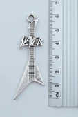 Slayer Elektro Gitar Gümüş Kaplama Örme Zincir Kolye - 3
