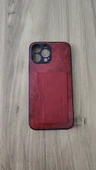 İPHONE 13 PROMAX SİLİKON KILIF KART DETAYLI DALGALI KIRMIZI - 1