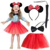 Minnie Mouse Kostüm Seti - Etek, Taç, Kuyruk, Papyon - 1
