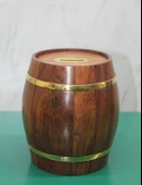 Pirinç Ahşap Fıçı Kumbara - 1