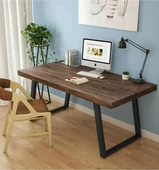 KUZELA  Metal Ayaklı Masif Ahşap Çalışma Masası. - 2