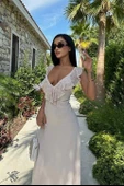 Emaline Sırt Dekolteli Şifon Elbise 2465-08 - 6