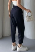 Kadın Scuba Krep Likralı Yan Fermuarlı Lastikli Harem Pantolon - 3