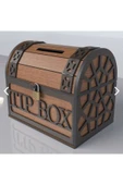 SLY-Tip Box Ahşap Kumbara Sandık Tipi Tipbox Kilitli Bahşiş Kutusu - 5