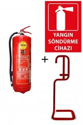 6KG TÜPAŞ YANGIN TÜPÜ, YANGIN TÜPÜ LEVHASI VE KARE SEHPA 3LÜ SET - 1