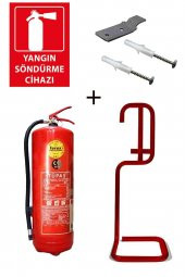 6KG TÜPAŞ YANGIN TÜPÜ, YANGIN TÜPÜ LEVHASI, ASKI APARATI, DÜBEL VİDA VE KARE SEHPA 5Lİ SET - 1