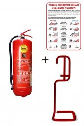 6KG TÜPAŞ YANGIN TÜPÜ,YANGIN TÜPÜ KULLANIM TALİMATI VE KARE SEHPA 3LÜ SET - 1
