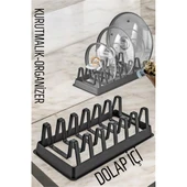 ModaCar Tabak Düzenleyici Kurutmalık Dolap İçi Tencere Kapak Organizer SİYAH - 1