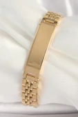 316L Çelik Gold Renk Zincir Künye Model Erkek Bileklik - 1