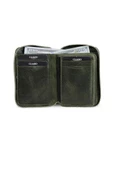 Guard Fermuarlı Antik Yeşil Hakiki Deri Mini Erkek Cüzdan P796 thumbnail 6