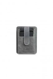 Guard Dikey Crazy Gri Hakiki Deri Kartlık Erkek / Kadın P5171 - 1