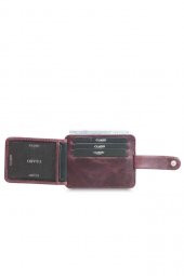 Guard Dikey Crazy Bordo Hakiki Deri Kartlık Erkek / Kadın P5171 - 3