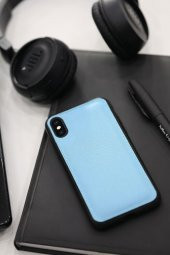 Guard Turkuaz Saffiano Hakiki Deri iPhone X / XS Kılıfı - 1