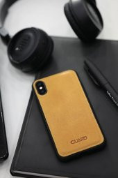 Guard Antik Hakiki Deri Sarı iPhone X / XS Kılıfı - 1