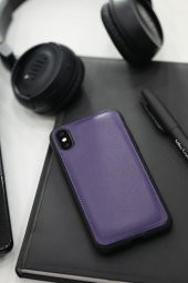 Guard Mor Saffiano Hakiki Deri iPhone X / XS Kılıfı - 1