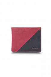Guard Mat Kırmızı - Siyah Yatay Hakiki Deri Cüzdan P1336 - 1