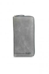 Guard Antik Gri Fermuarlı Portföy Cüzdan Hakiki Deri P3016 thumbnail 1