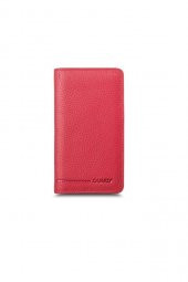 Guard Telefon Girişli Kırmızı Hakiki Deri Unisex Cüzdan P1420 - 1