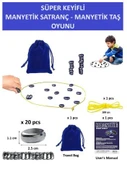 Süper Keyifli Manyetik Satranç-20 Taşlı Manyetik(Güçlü) Taş Oyunu - 1