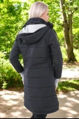 Kışlık Su Geçirmez Eldiven Detaylı Uzun Kapüşonlu Şişme Mont thumbnail 2