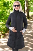 Kışlık Su Geçirmez Eldiven Detaylı Uzun Kapüşonlu Şişme Mont thumbnail 4