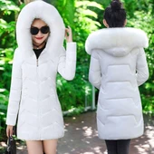 Kapüşonlu Kışlık Orta Boy Şişme Kadın Mont thumbnail 2