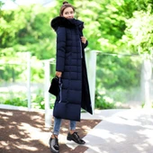 Kışlık Tam Boy Kürklü Kapüşonlu Tasarım Kadın Şişme Mont thumbnail 2