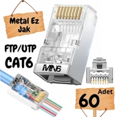 MN6 M117XF Cat6 jack/60 Adet-Metal EZ/Yeni Nesil rj45 cat6-8P/8C AÇIK UÇLU/Cat6 Konnektör - 1