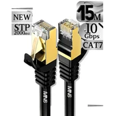 MN6 M109f Cat7 Kablo 15 Metre/10GBps-50 Mikron Altın Kaplama/STP/Cat7 Ethernet Kablosu - 1