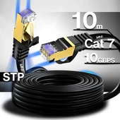 MN6 M109f Cat7 Kablo 10 Metre/Bakır Tel-10gbps-50 Mikron Altın Kaplama/STP/10 Metre Cat7 Ethernet Kablosu - 1