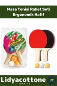 Premium Masa Tenisi Seti Ergonomik Dayanıklı Kaliteli Renkli Şık 2 Adet Raket 3 Adet Pinpon Topu - 1