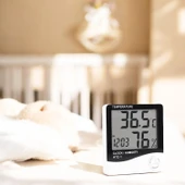 Termometre Isı Nem Ölçer Bebek Odası Oda Sıcaklık Ölçme Derece fahrenhayt Ekranlı Dijital Pilli - 3
