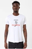 Jisoo Flower Beyaz Erkek Bisikletyaka Tshirt thumbnail 1