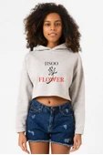 Jisoo Flower Grimelanj Kadın Crop Kapşonlu thumbnail 1
